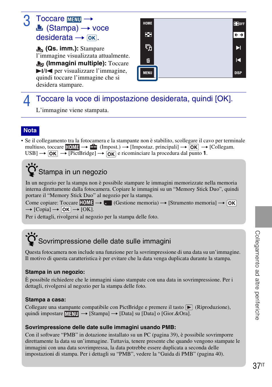 Toccare t (stampa) t voce desiderata t | Sony DSC-T90 User Manual | Page 99 / 120