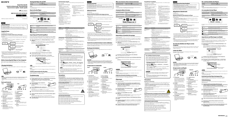 Sony NWZ-B143 User Manual | 2 pages