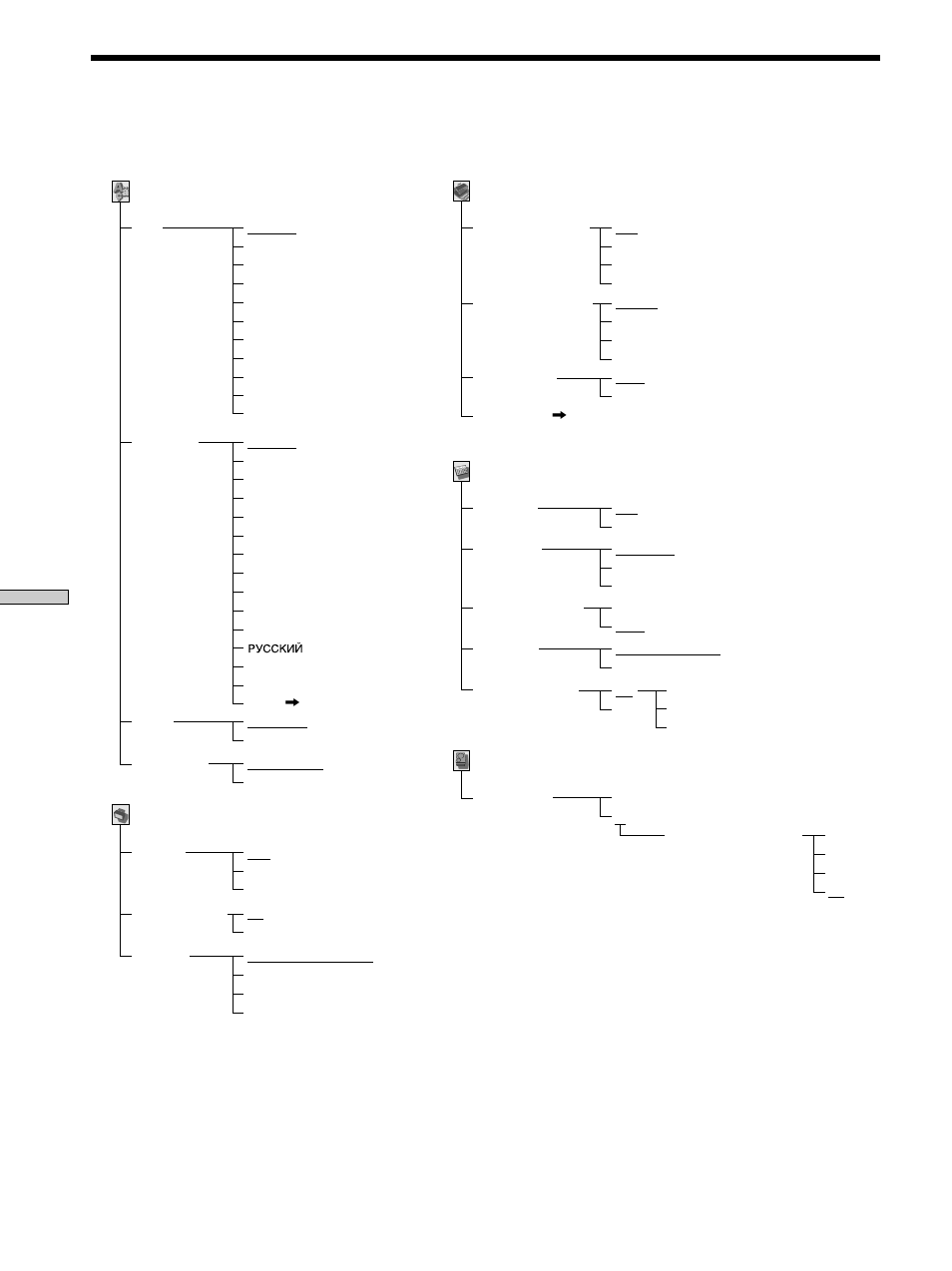 Elenco delle voci del display di impostazione, Lijst van instelpunten | Sony DVP-F11 User Manual | Page 44 / 136