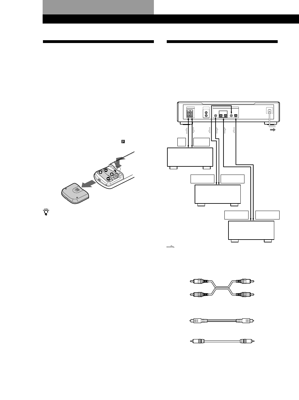 Vorbereitungen, Nach dem auspacken, Anschluß | Nach dem auspacken anschluß, Vorbereitungen 4, Überblick, Einlegen der batterien in die fernbedienung, Benötigte kabel | Sony MDS-JB920 User Manual | Page 4 / 172