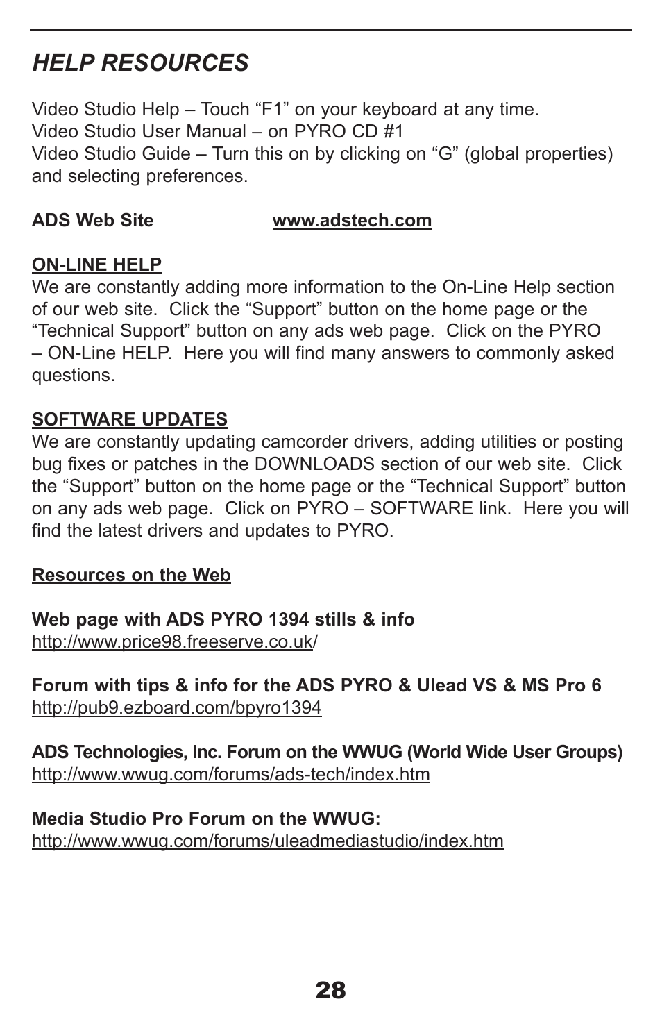 28 help resources | ADS Technologies ProDVD API-408 User Manual | Page 28 / 34