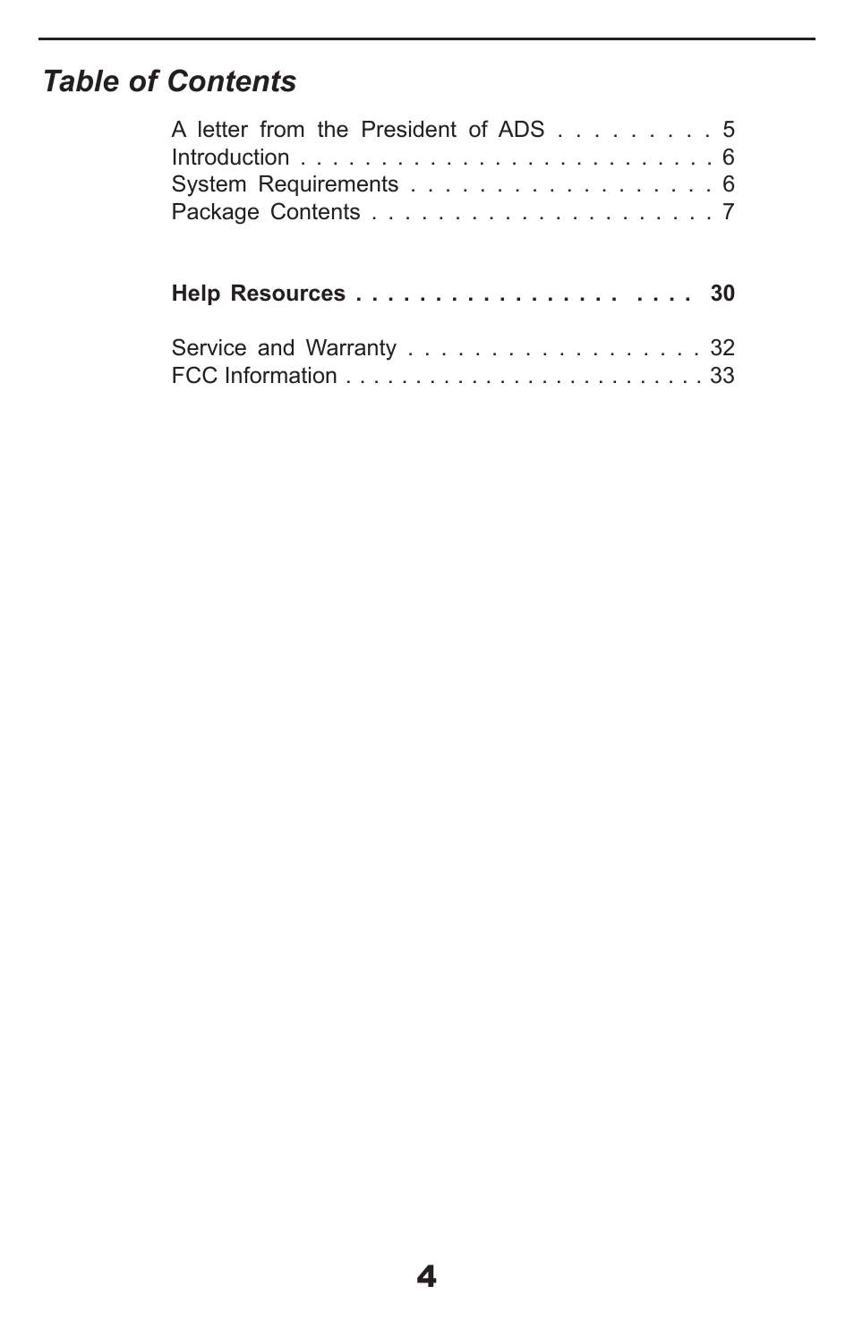 4table of contents | ADS Technologies ProDVD API-408 User Manual | Page 4 / 34
