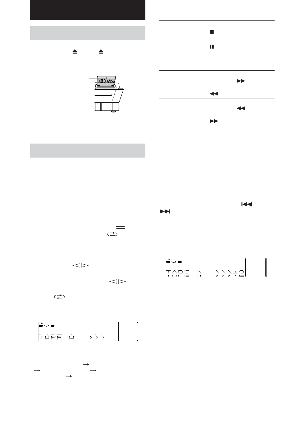 Einlegen der cassette, Wiedergabe der cassette, Cassettendeck | Sony DHC-FL5D User Manual | Page 44 / 224