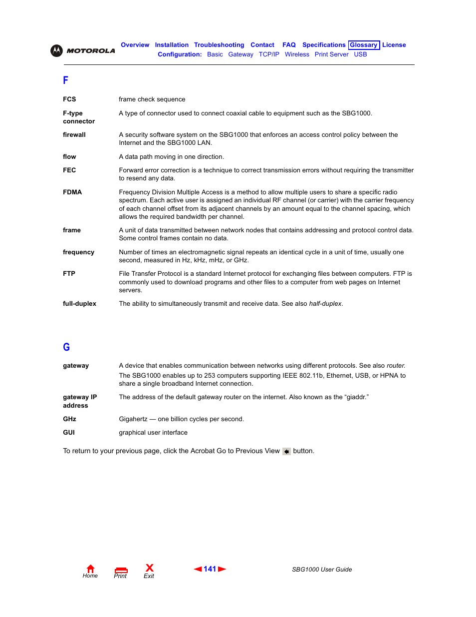 Firewall, Full-duplex | ADS Technologies Wireless Cable Modem Gateway SBG1000 User Manual | Page 147 / 161