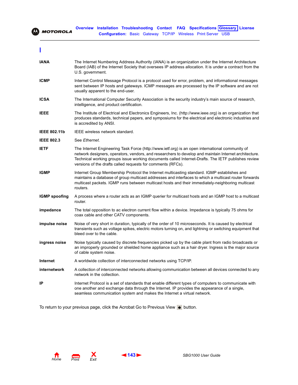Ieee 802.11b, Ip address | ADS Technologies Wireless Cable Modem Gateway SBG1000 User Manual | Page 149 / 161