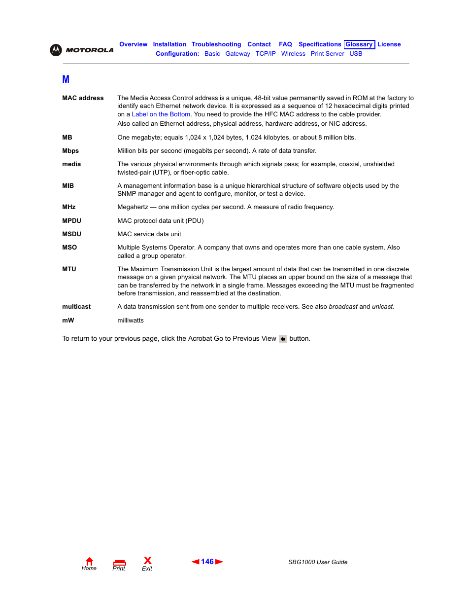 Mac address, Medium | ADS Technologies Wireless Cable Modem Gateway SBG1000 User Manual | Page 152 / 161