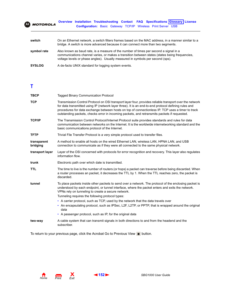 Switch, Switches, Tcp/ip | Tunnel | ADS Technologies Wireless Cable Modem Gateway SBG1000 User Manual | Page 158 / 161