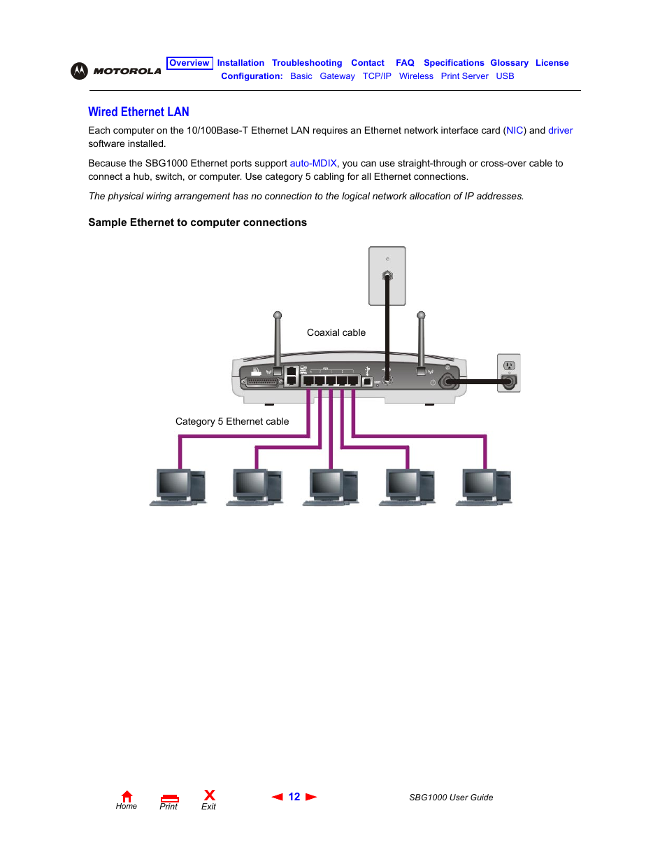 Wired ethernet lan | ADS Technologies Wireless Cable Modem Gateway SBG1000 User Manual | Page 18 / 161