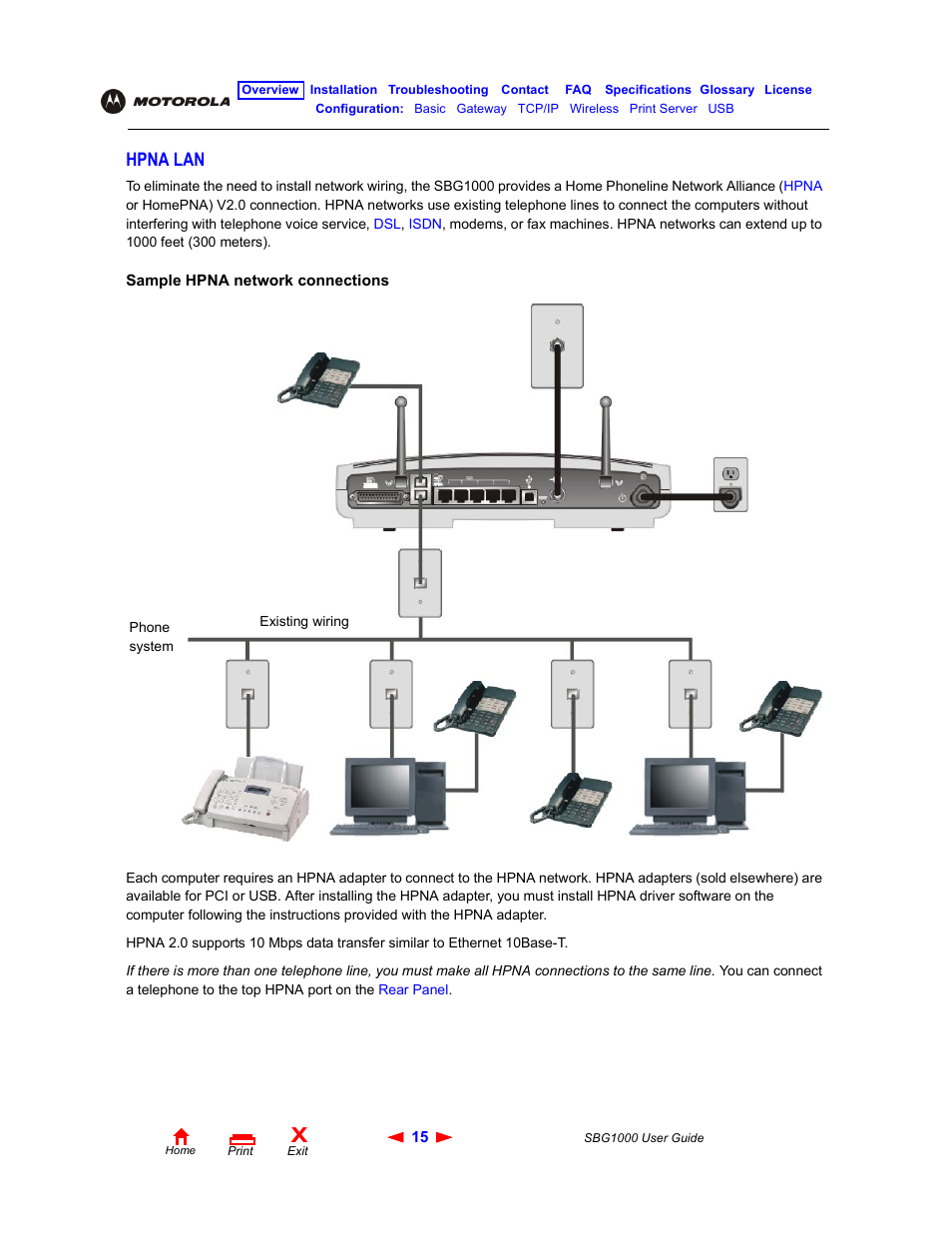 Hpna lan | ADS Technologies Wireless Cable Modem Gateway SBG1000 User Manual | Page 21 / 161