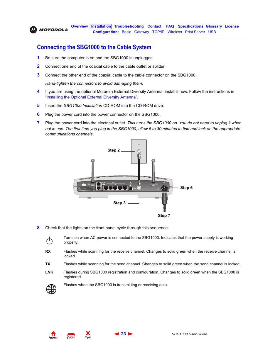 Connecting the sbg1000 to the cable system | ADS Technologies Wireless Cable Modem Gateway SBG1000 User Manual | Page 29 / 161
