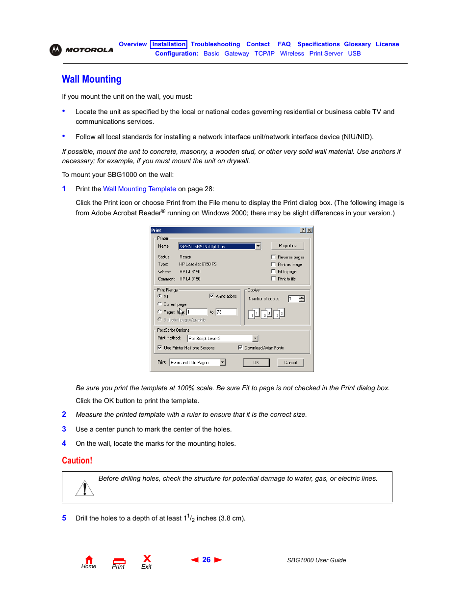 Wall mounting, Caution | ADS Technologies Wireless Cable Modem Gateway SBG1000 User Manual | Page 32 / 161