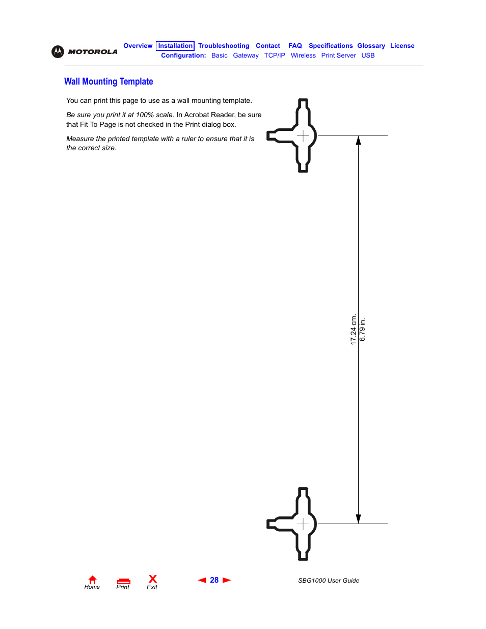 Wall mounting template | ADS Technologies Wireless Cable Modem Gateway SBG1000 User Manual | Page 34 / 161