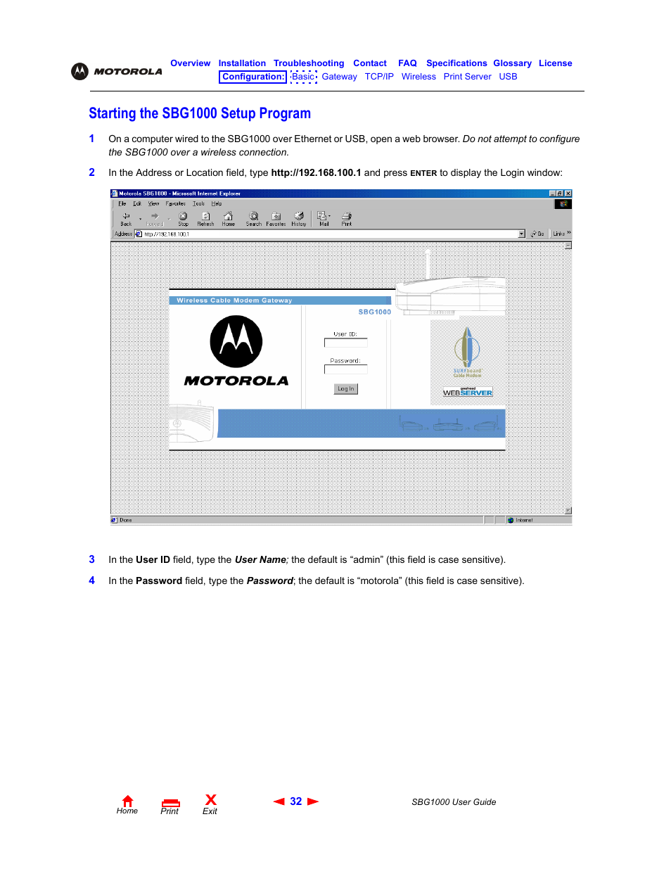 Starting the sbg1000 setup program | ADS Technologies Wireless Cable Modem Gateway SBG1000 User Manual | Page 38 / 161