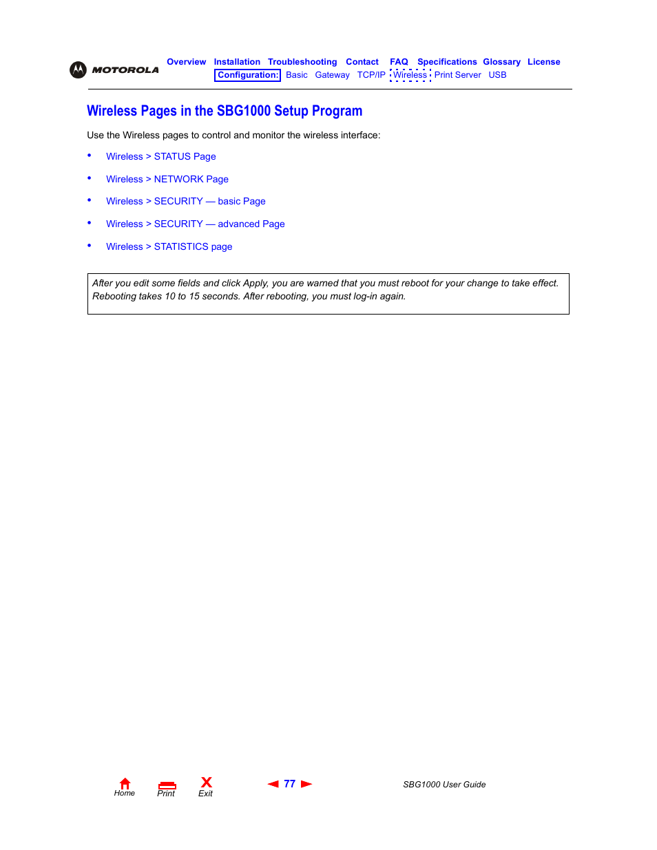 Wireless pages in the sbg1000 setup program | ADS Technologies Wireless Cable Modem Gateway SBG1000 User Manual | Page 83 / 161