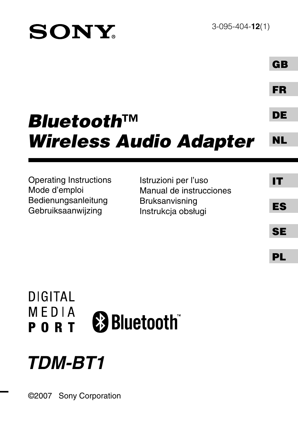 Sony TDM-BT1 User Manual | 116 pages