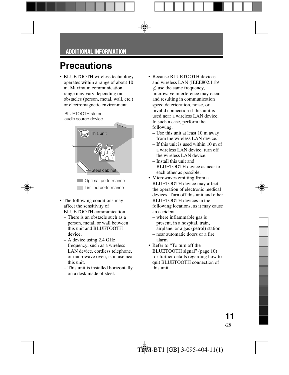 Additional information, Precautions, Additional | Information | Sony TDM-BT1 User Manual | Page 11 / 116