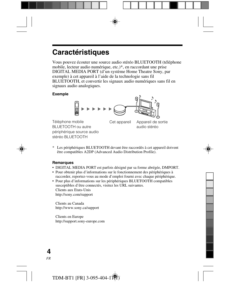 Caractéristiques | Sony TDM-BT1 User Manual | Page 18 / 116