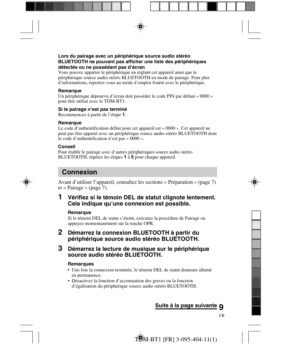 Connexion | Sony TDM-BT1 User Manual | Page 23 / 116