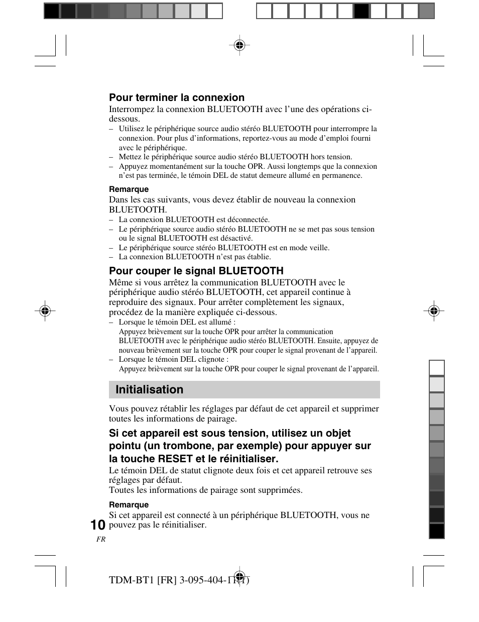 Initialisation | Sony TDM-BT1 User Manual | Page 24 / 116