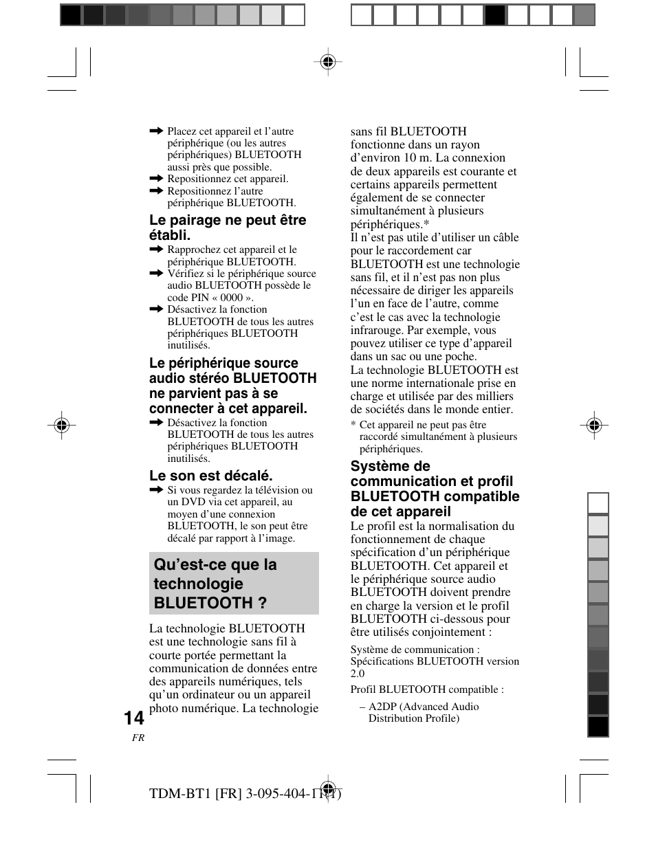 Qu’est-ce que la technologie bluetooth, Qu’est-ce que la technologie, Bluetooth | Sony TDM-BT1 User Manual | Page 28 / 116