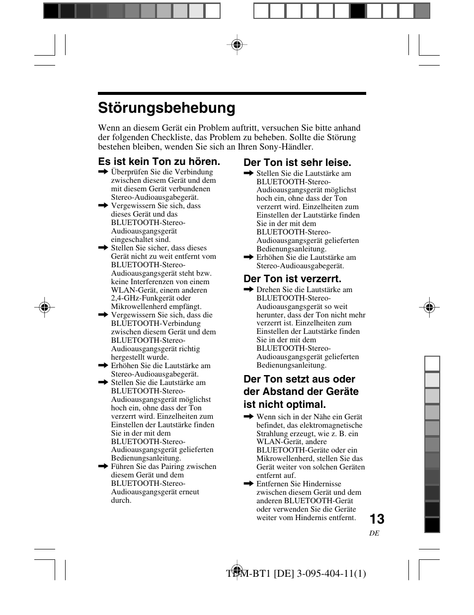 Störungsbehebung | Sony TDM-BT1 User Manual | Page 41 / 116