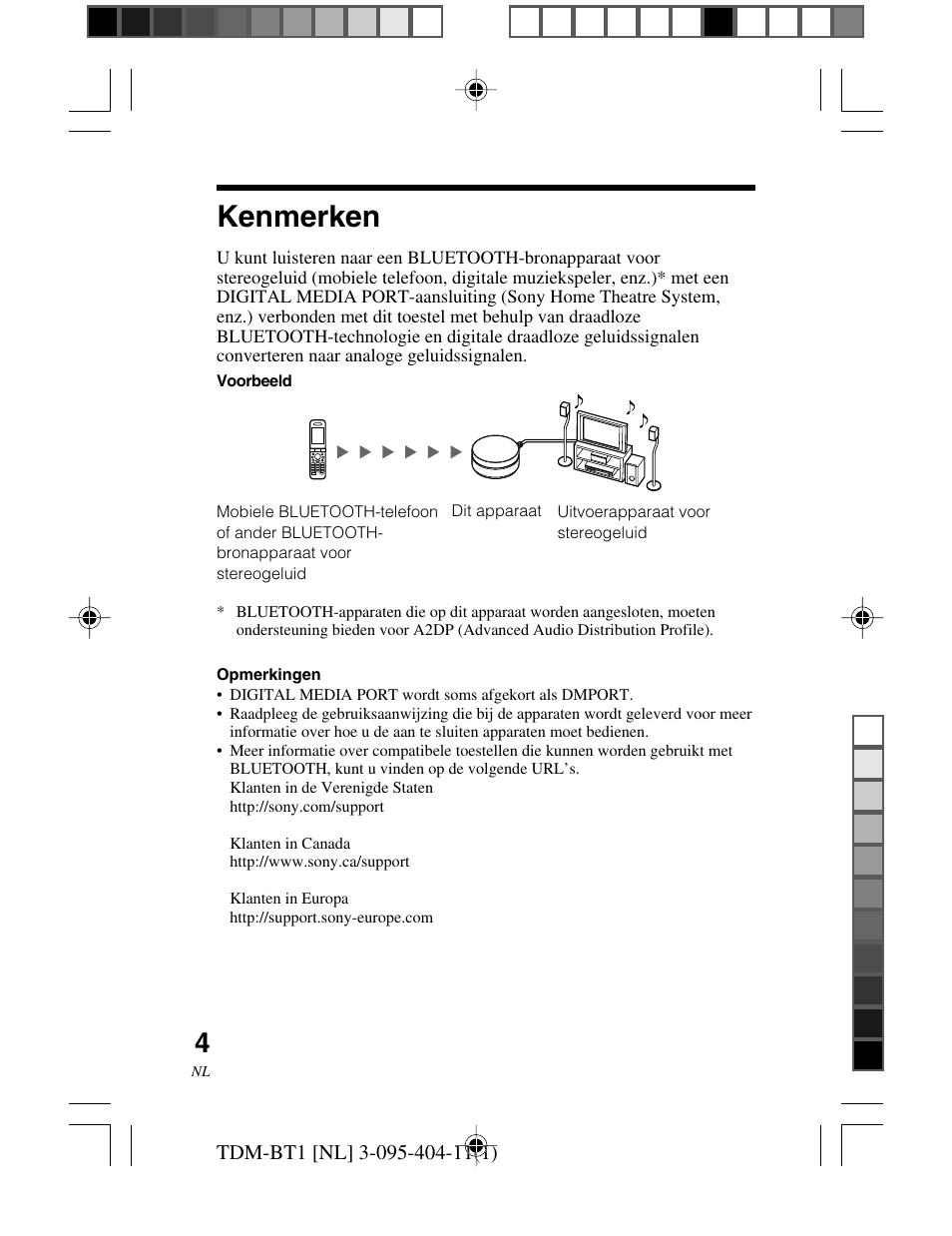 Kenmerken | Sony TDM-BT1 User Manual | Page 46 / 116