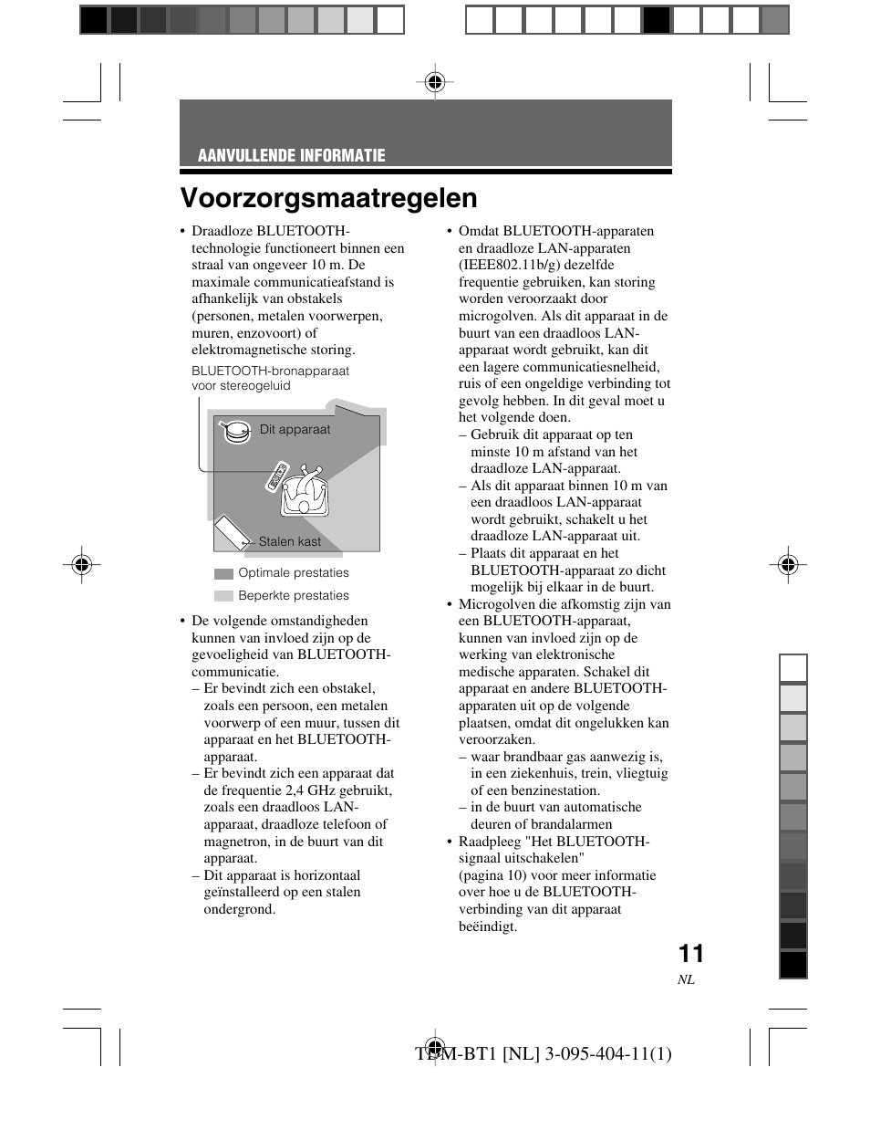 Aanvullende informatie, Voorzorgsmaatregelen, Aanvullende | Informatie | Sony TDM-BT1 User Manual | Page 53 / 116