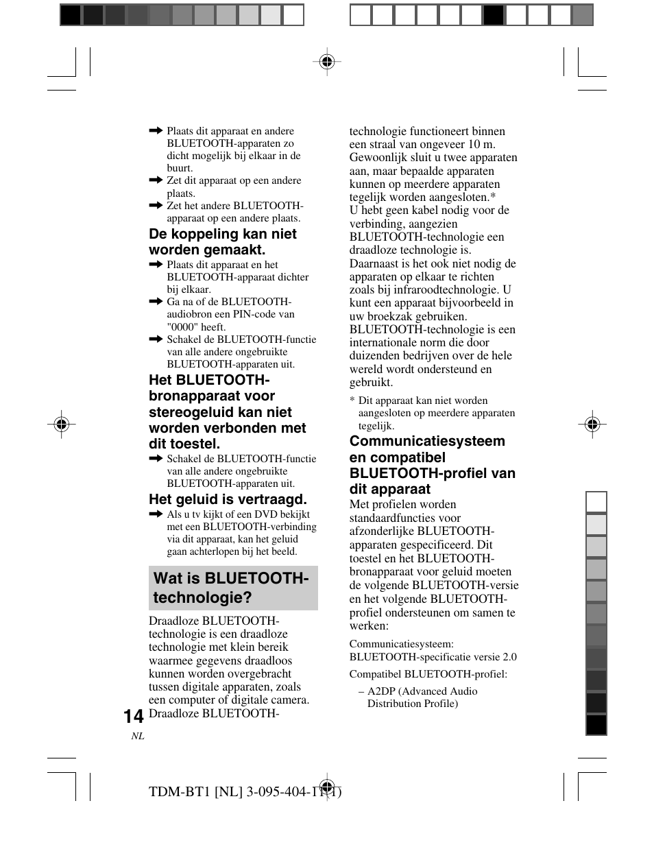 Wat is bluetoothtechnologie, Wat is bluetooth, Technologie | Wat is bluetooth- technologie | Sony TDM-BT1 User Manual | Page 56 / 116