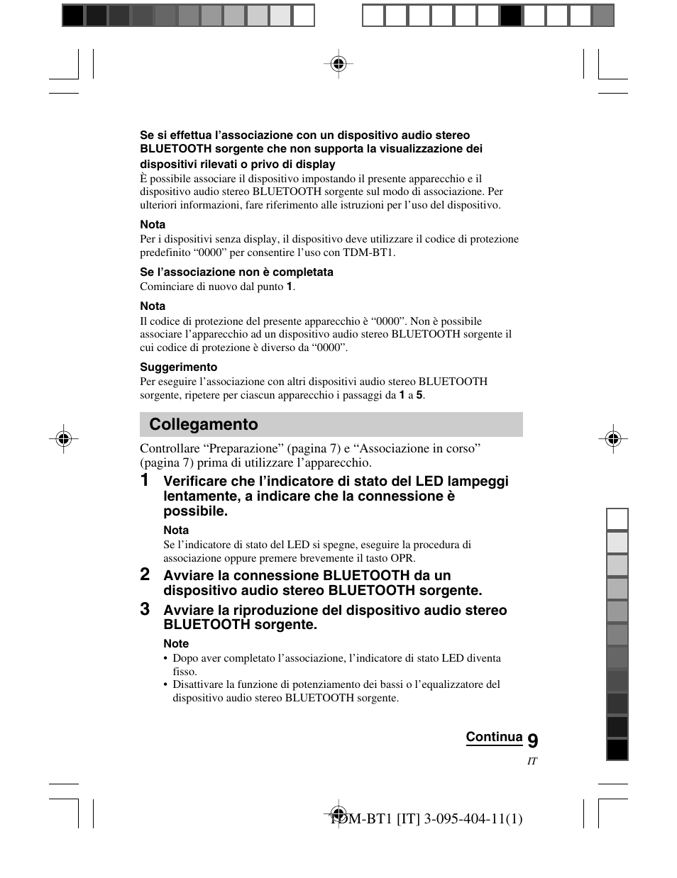 Collegamento | Sony TDM-BT1 User Manual | Page 65 / 116