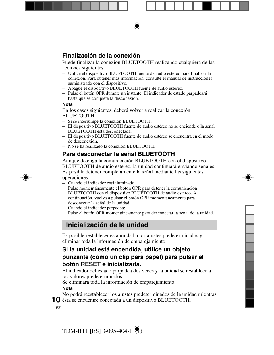 Inicialización de la unidad, Inicialización de la, Unidad | Sony TDM-BT1 User Manual | Page 80 / 116