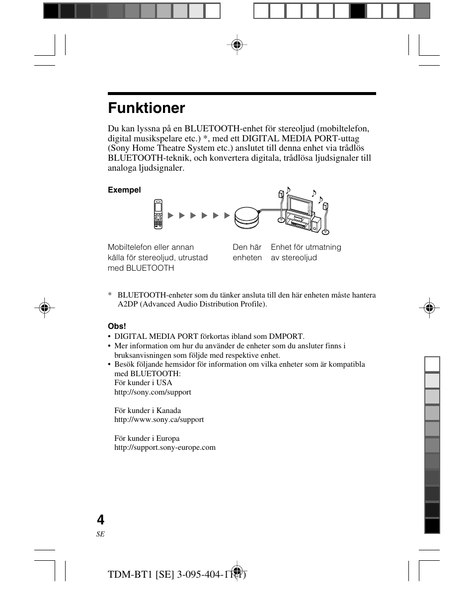 Funktioner | Sony TDM-BT1 User Manual | Page 88 / 116