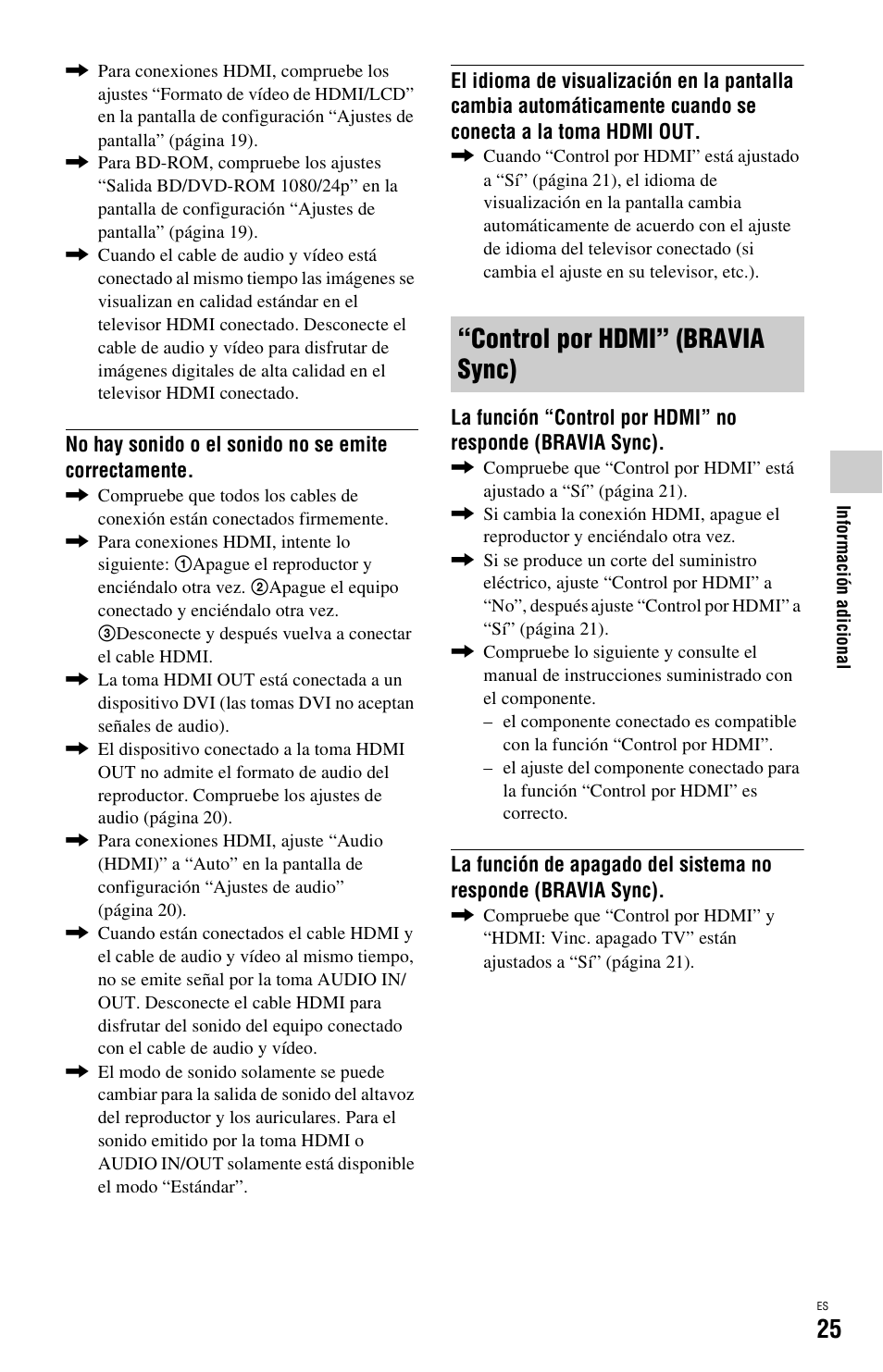 Control por hdmi” (bravia sync) | Sony BDP-SX1 User Manual | Page 117 / 184