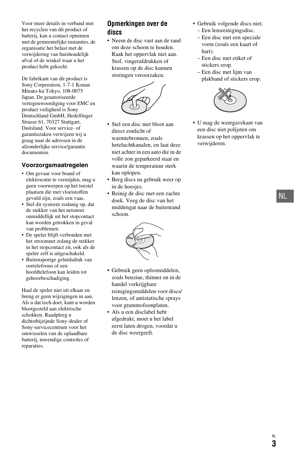 Opmerkingen over de discs | Sony BDP-SX1 User Manual | Page 155 / 184