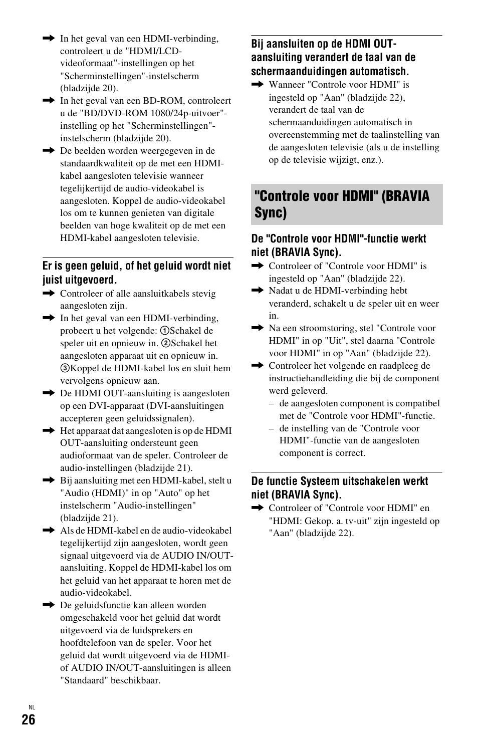 Controle voor hdmi" (bravia sync) | Sony BDP-SX1 User Manual | Page 178 / 184