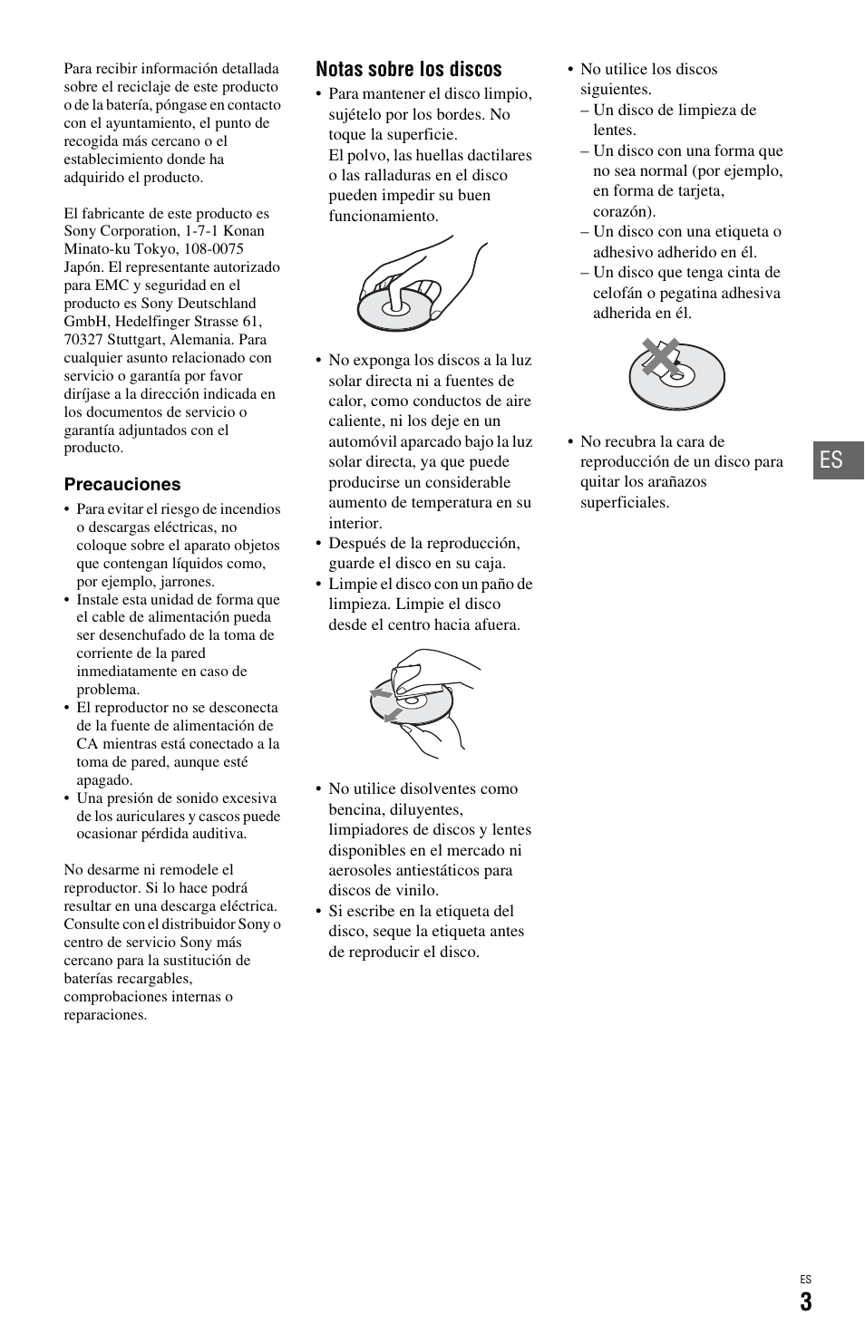 Notas sobre los discos | Sony BDP-SX1 User Manual | Page 95 / 184