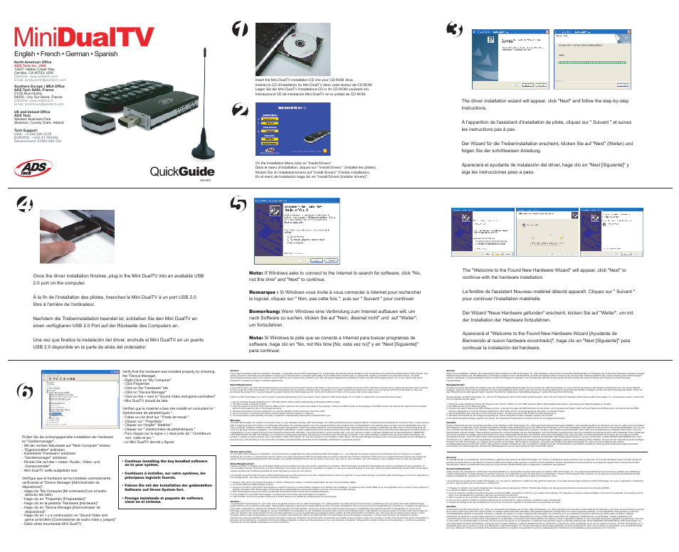 ADS Technologies Mini DualTV User Manual | 1 page