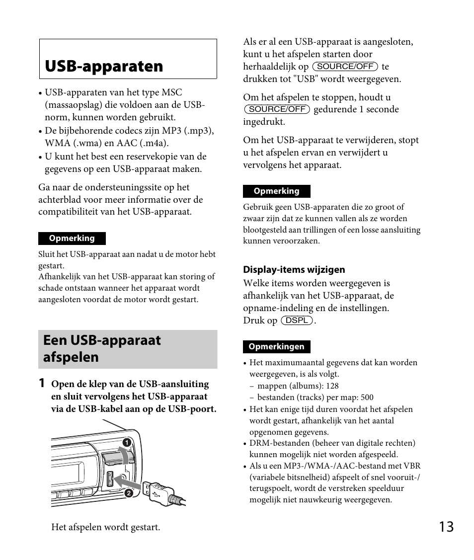 Usb-apparaten, Een usb-apparaat afspelen | Sony DSX-A30 User Manual | Page 115 / 132