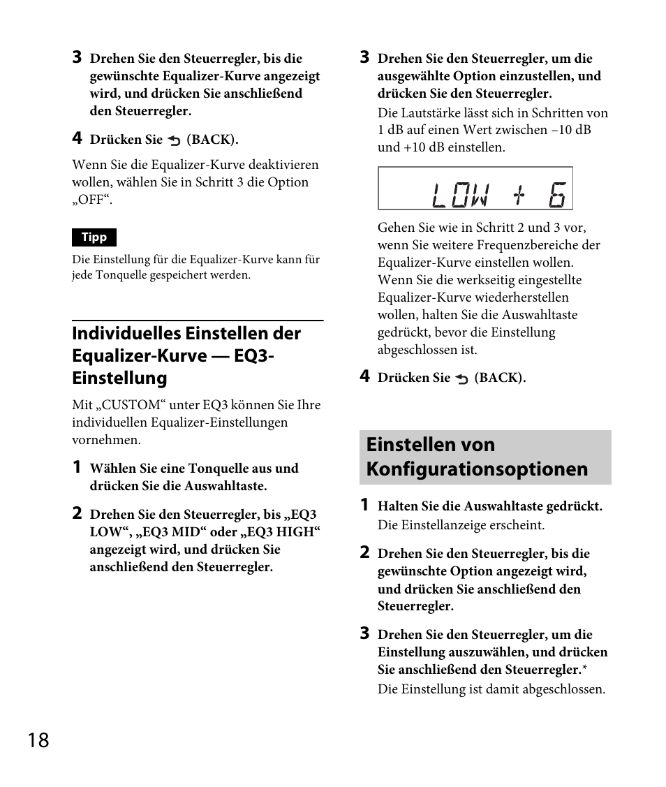 Einstellen von konfigurationsoptionen, Seite 18) | Sony DSX-A30 User Manual | Page 40 / 132