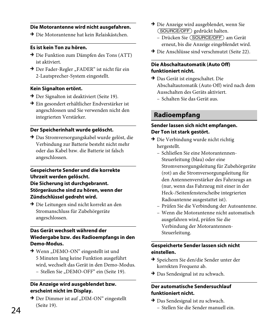 Radioempfang | Sony DSX-A30 User Manual | Page 46 / 132