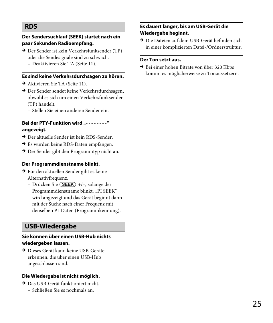 Usb-wiedergabe | Sony DSX-A30 User Manual | Page 47 / 132