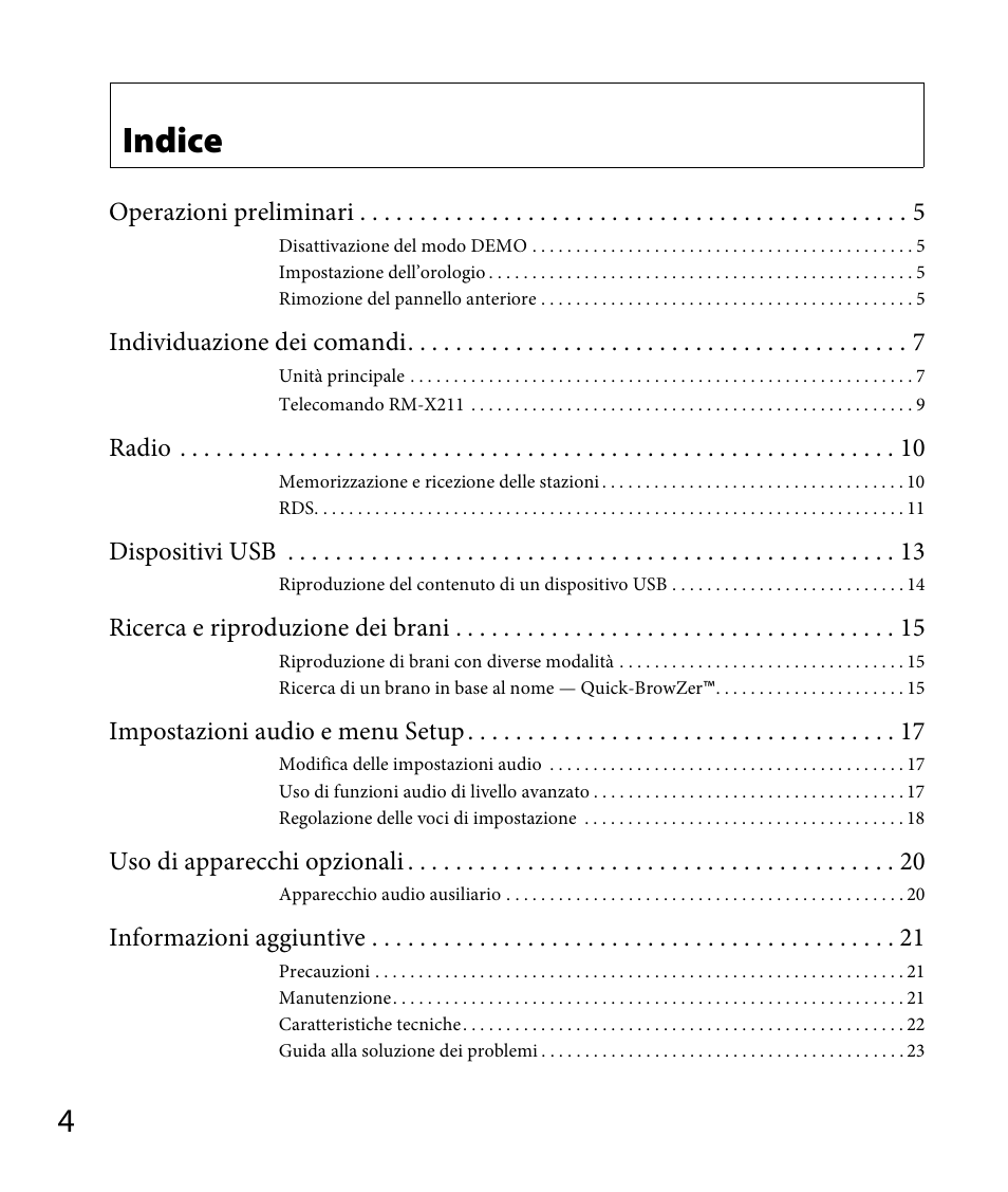 Indice | Sony DSX-A30 User Manual | Page 80 / 132