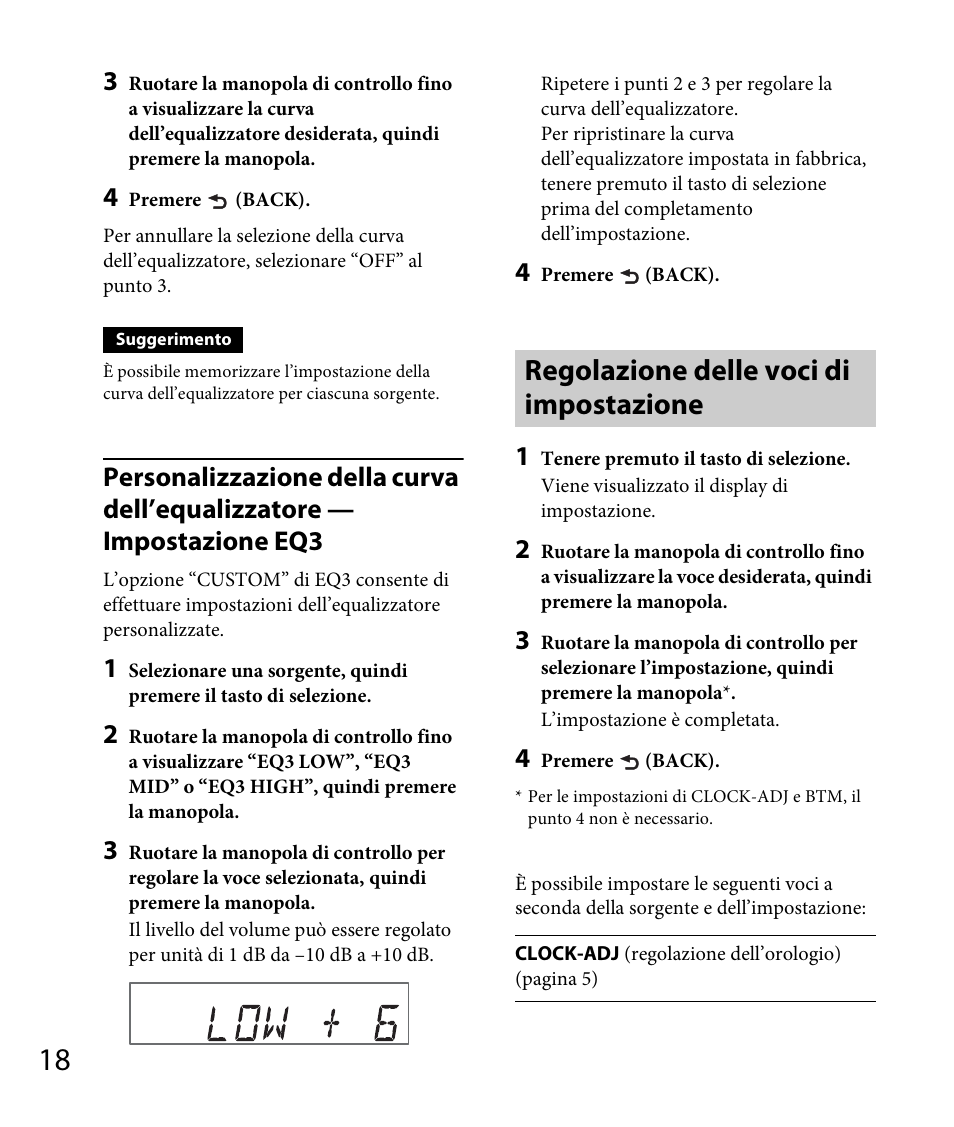 Regolazione delle voci di impostazione | Sony DSX-A30 User Manual | Page 94 / 132