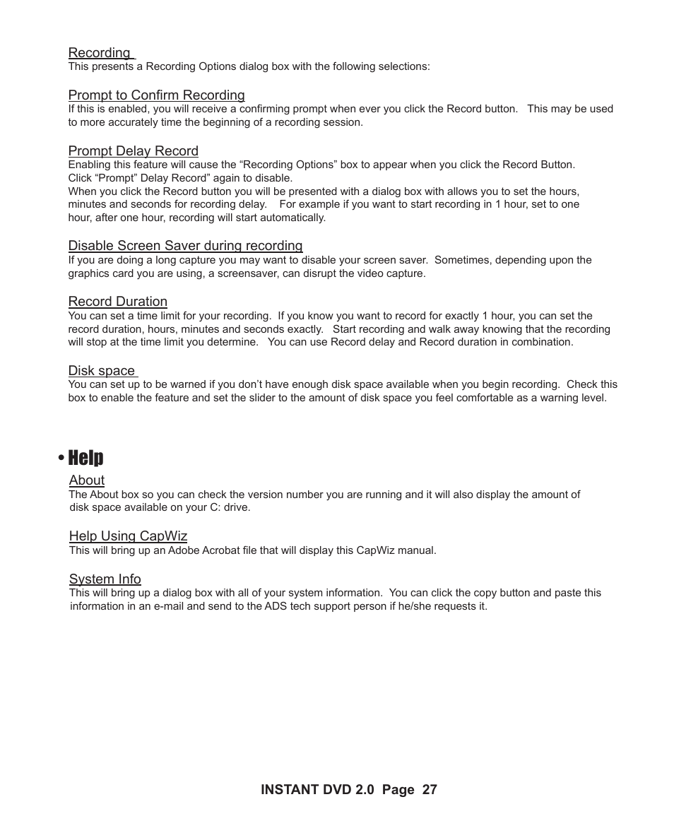 Help | ADS Technologies ELT-201 User Manual | Page 12 / 12
