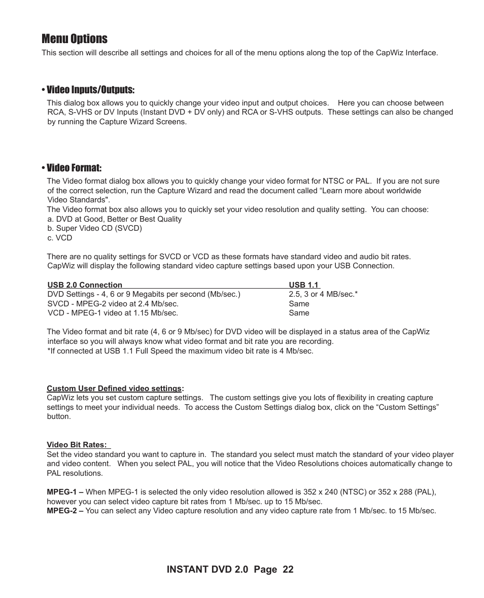 Menu options | ADS Technologies ELT-201 User Manual | Page 7 / 12