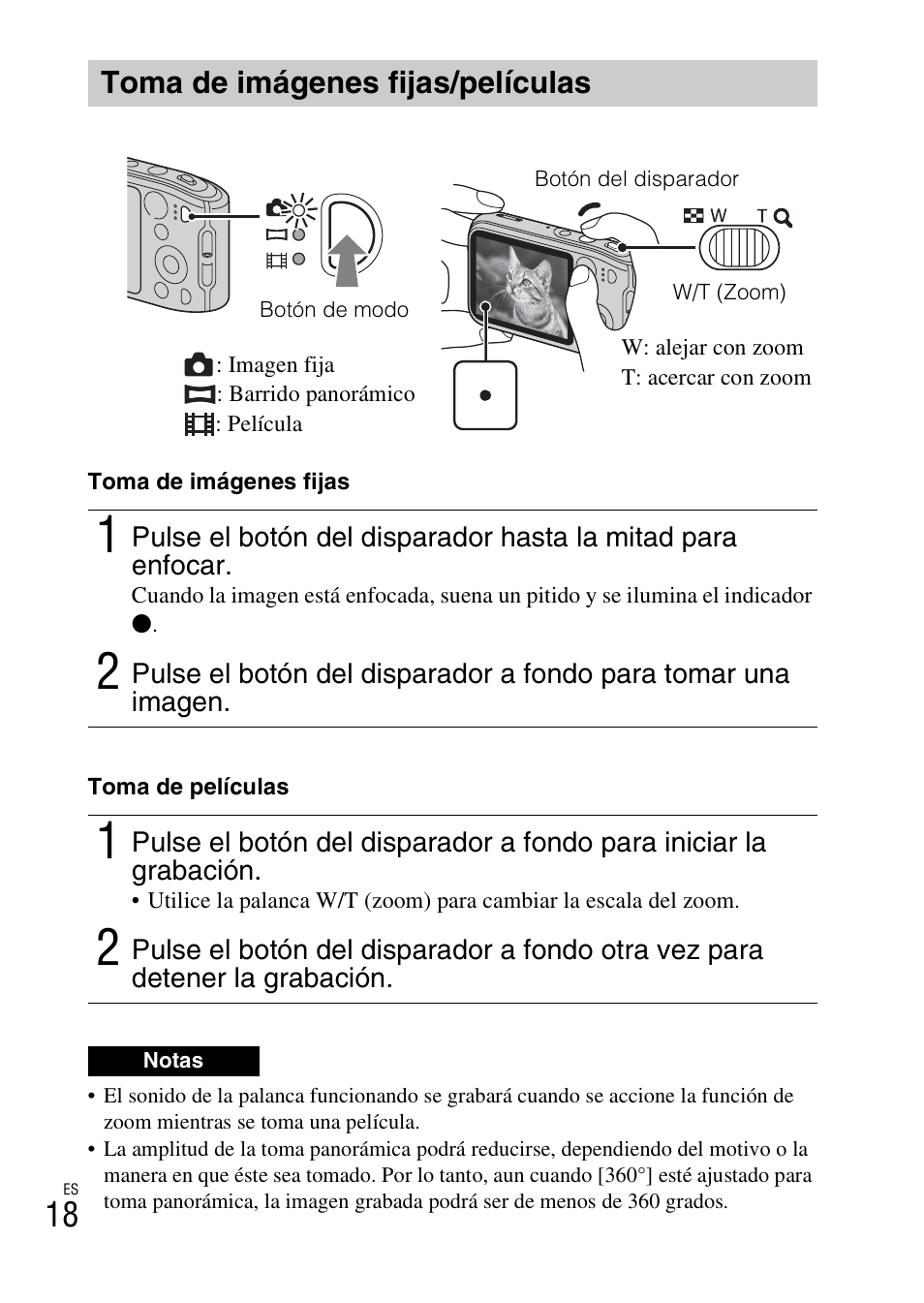 Toma de imágenes fijas/películas | Sony DSC-TF1 User Manual | Page 114 / 579