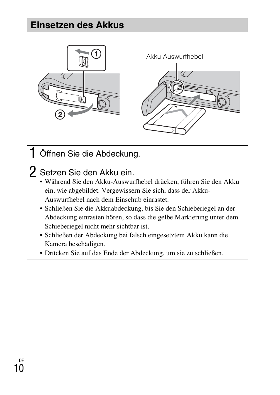 Einsetzen des akkus | Sony DSC-TF1 User Manual | Page 168 / 579