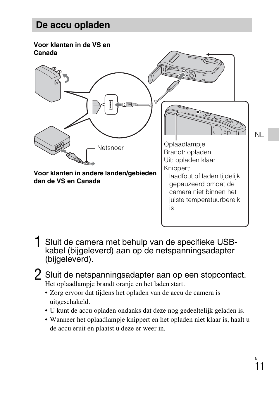De accu opladen | Sony DSC-TF1 User Manual | Page 201 / 579