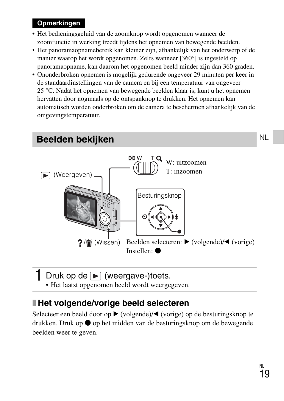 Beelden bekijken, Xhet volgende/vorige beeld selecteren, Druk op de (weergave-)toets | Sony DSC-TF1 User Manual | Page 209 / 579