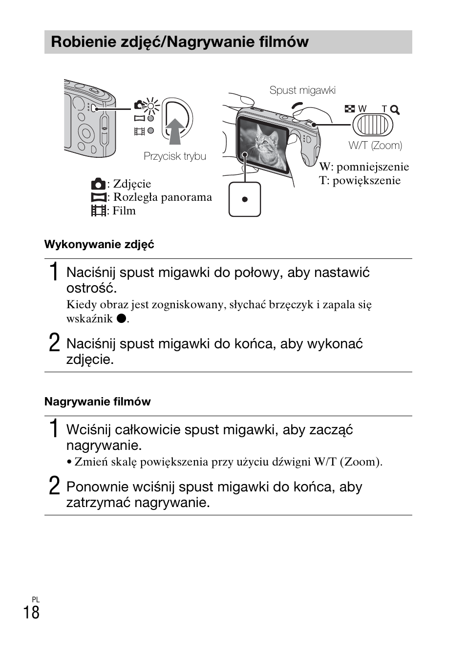 Robienie zdjęć/nagrywanie filmów | Sony DSC-TF1 User Manual | Page 240 / 579