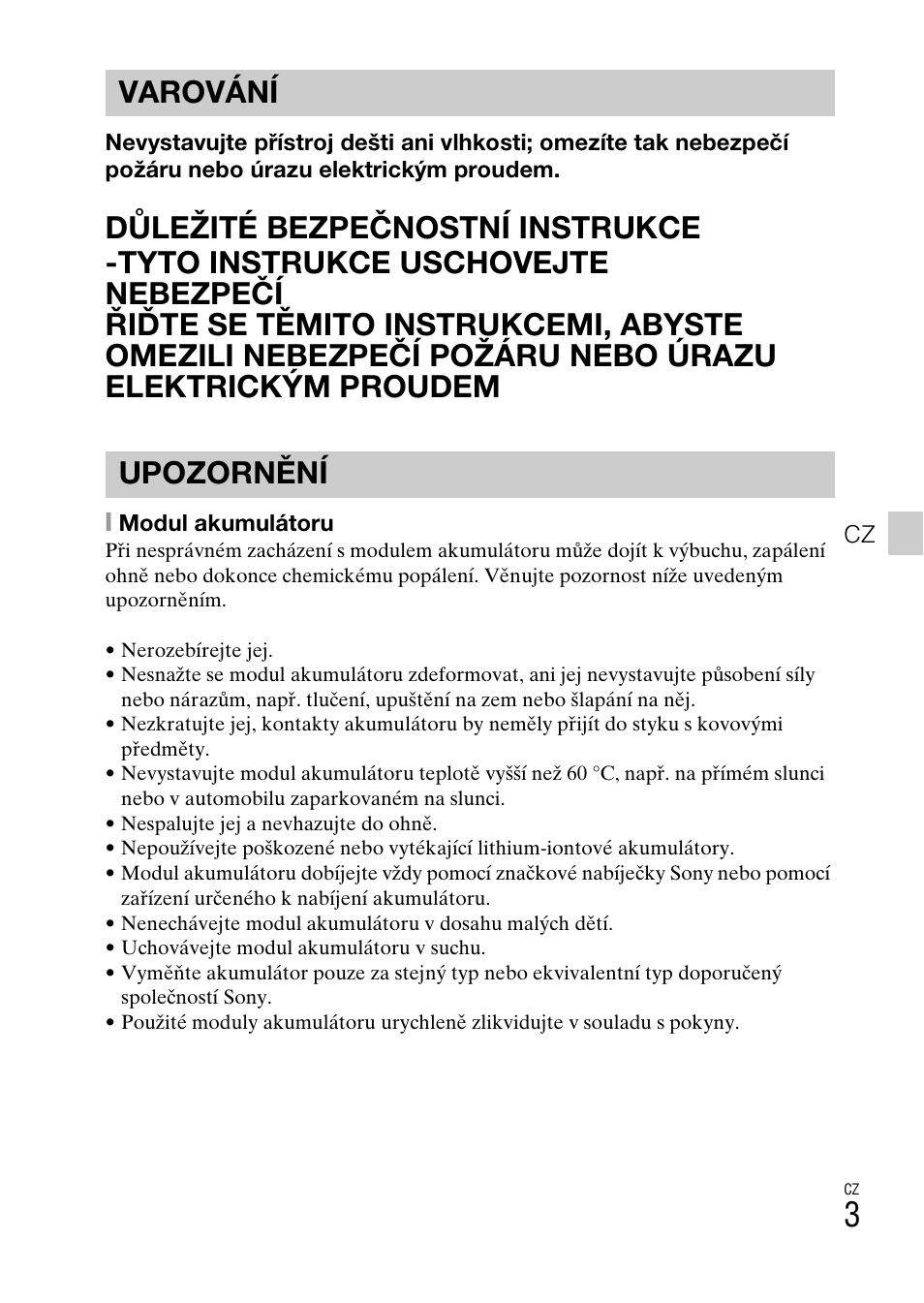 Varování upozornění | Sony DSC-TF1 User Manual | Page 257 / 579